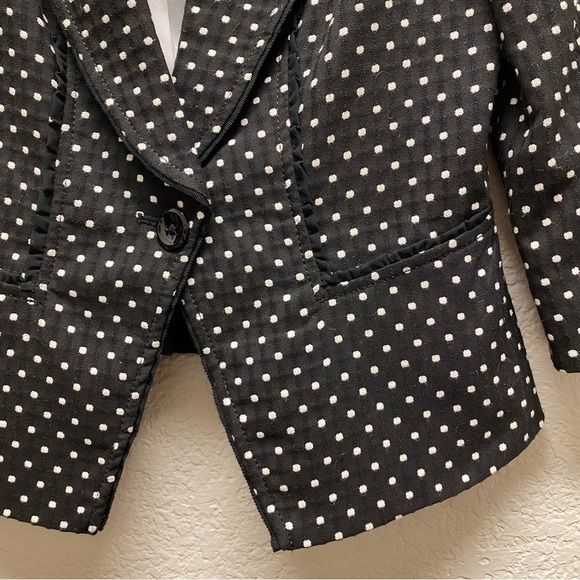WHBM Polka Dot Single Button Collarless Crop Blazer Jacket Black Size 2 - Picture 5 of 7